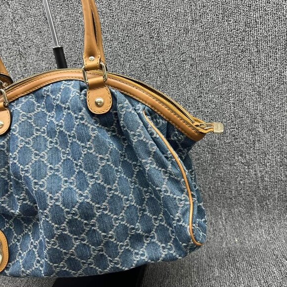 100% AUTHENTIC GUCCI GG CANVAS LEATHER SUKEY SHOULDER BAG - Picture 4 of 14